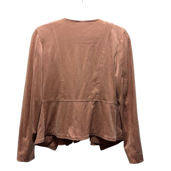 Anthropologie Hutch Open Front Waterfall Jacket In Vegan Suede Size S Neutral - Picture 6 of 9